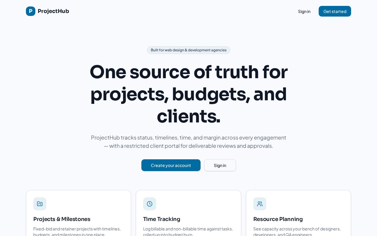 ProjectHub — Agency Project Management System preview